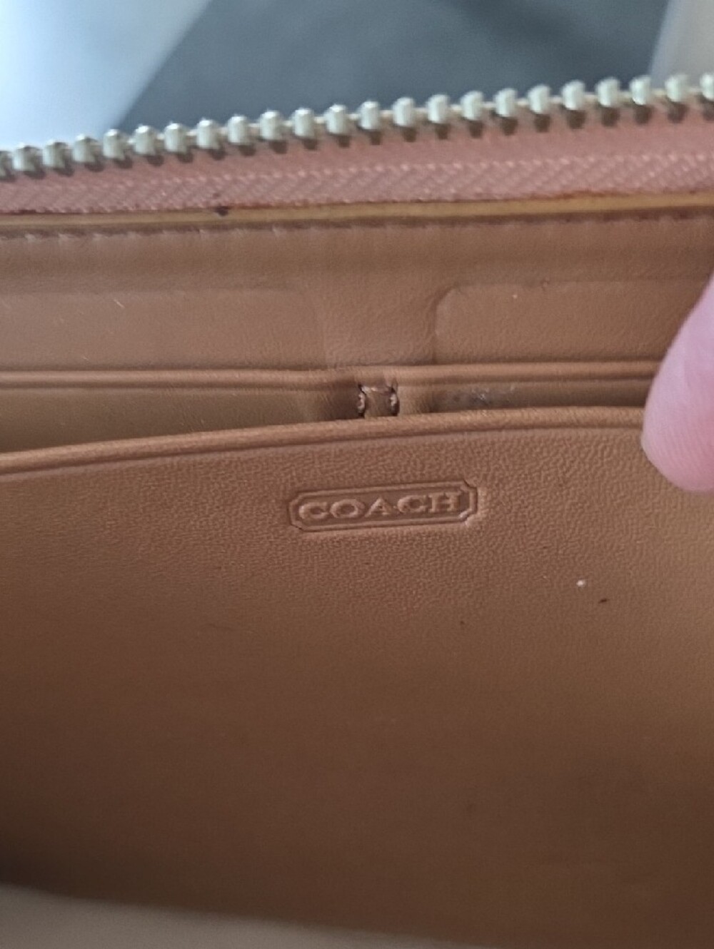 Coach Brown Signature Canvas Zip Wallet with Leather Trim - Picture 8 of 10